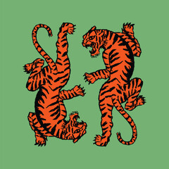 old school tiger tattoo illustration