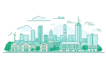 Obraz premium Urban Skyline with Tall Buildings and Trees