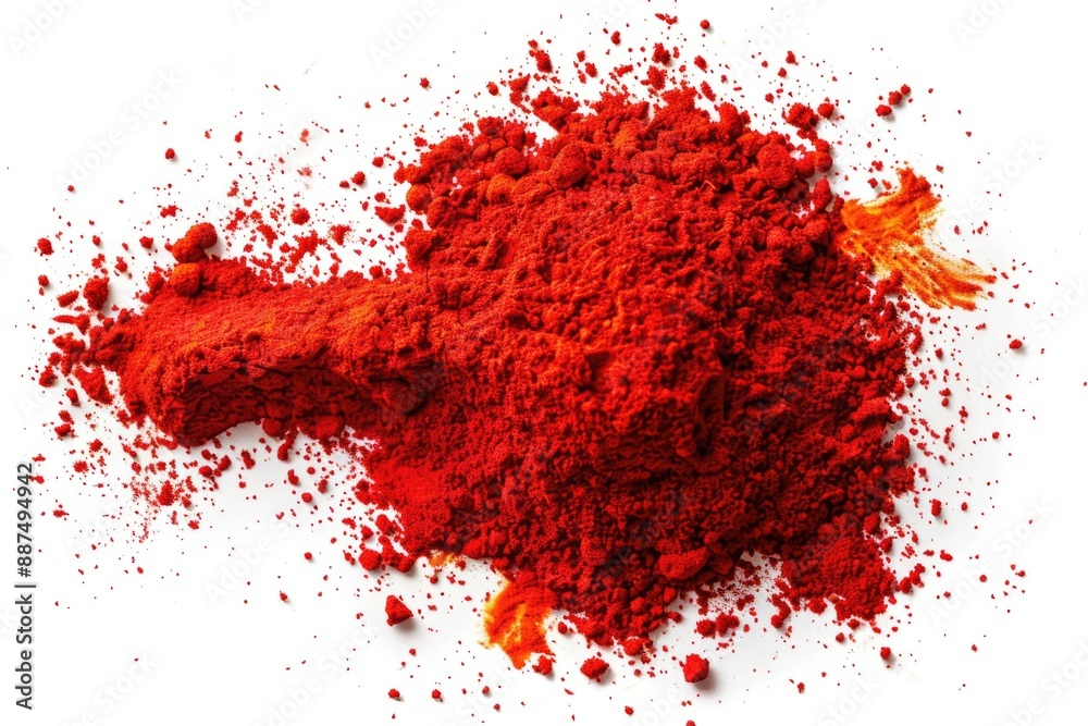Poster a small amount of red powder sits on a white surface, awaiting use or analysis