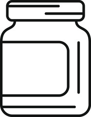 Simple line icon of a closed jar with a blank label, perfect for representing food storage or product packaging