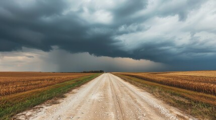 Naklejka premium A road with a storm in the background