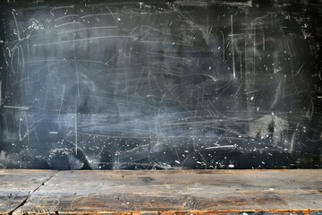 Blank chalkboard with faint chalk dust remnants, providing a classic backdrop for educational or nostalgic themes