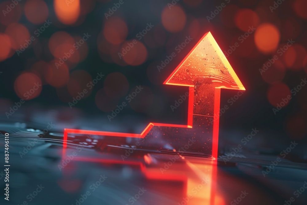 Aufkleber Computer keyboard with a glowing red arrow icon