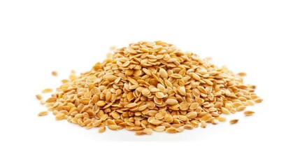 A pile of oats sitting on a white background, great for food or farm-related concepts