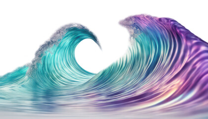 Vibrant and surreal ocean waves in vivid colors isolate on transparent background, cutout, png