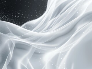 Soft White Waves with Subtle Glowing Dots