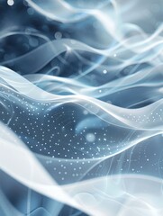 Abstract Blue and White Wavy Lines with Dots