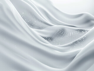Abstract White Flowing Lines with Sparkling Dots
