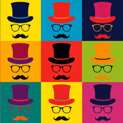 Colorful Collection of Stylized Character Portraits with Hats and Glasses