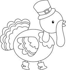 A vector of a Thanksgiving turkey in black and white coloring 
