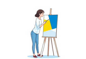 Fototapeta premium Artist at work: Painting a vibrant abstract