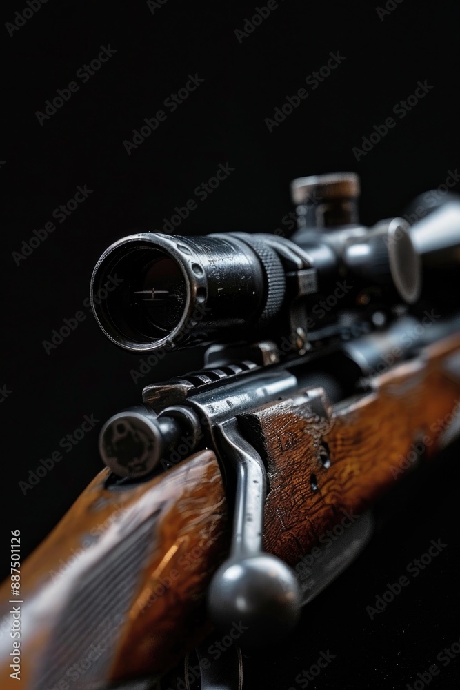Poster close-up view of a rifle on a dark background