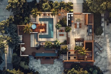 Minimal vector layout top-down-view floor plan