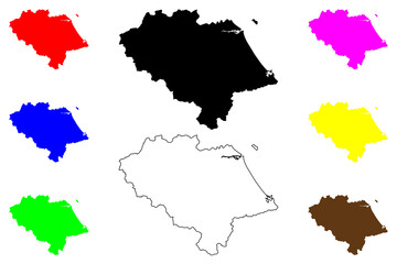 Obraz premium Quang Nam Province (Socialist Republic of Vietnam, Subdivisions of Vietnam) map vector illustration, scribble sketch Tinh Quang Nam map