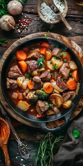 38 Irish stew with lamb and root vegetables bird's-eye view