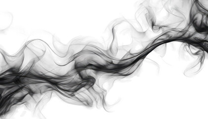 Fototapeta premium Black smoke flowing isolate on transparent background, cutout, png