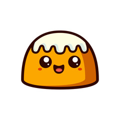 cute happy orange pudding food cartoon character vector illustration template design