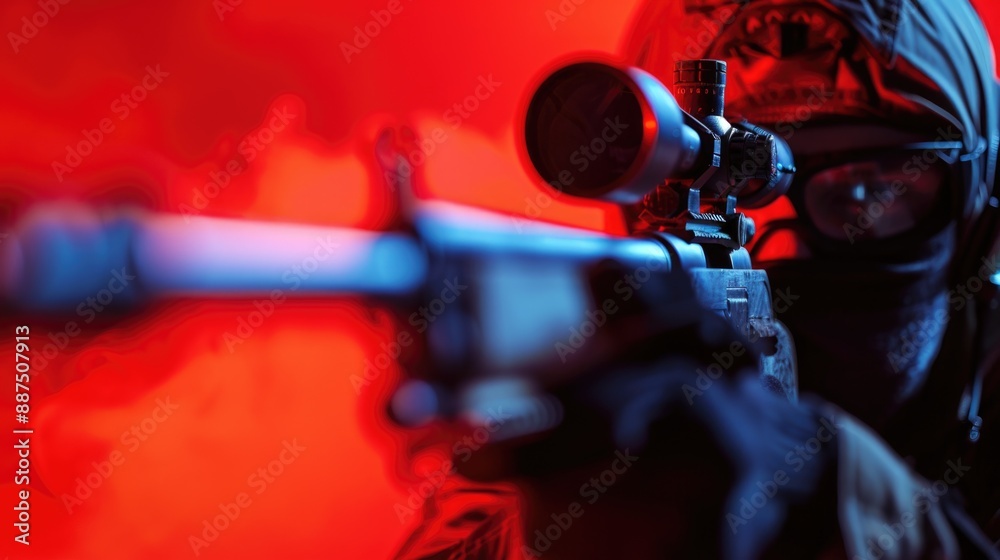 Poster A person holding a firearm in their hand, suitable for use as a background image or in a context where firearms are relevant