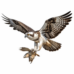 Obraz premium Osprey In Flight With Wings Spread Wide Holding A Fish In Its Talons