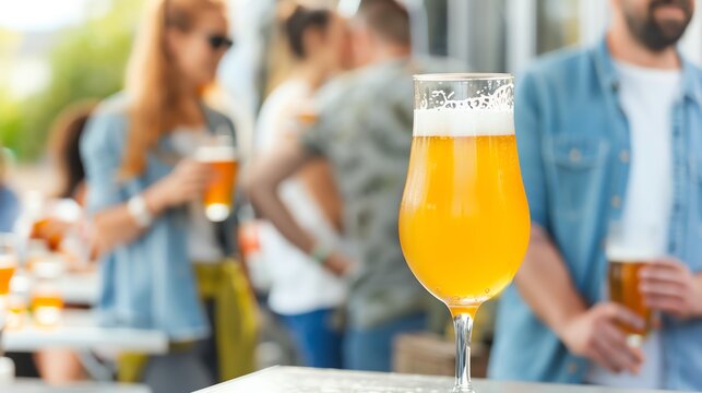 Lager served at an event with attendees enjoying beverages, Lager, Event, Beverage