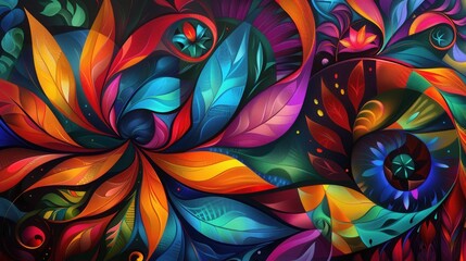 A vibrant abstract digital painting of swirling colors and shapes