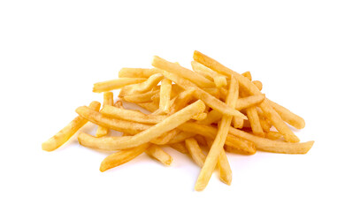 pile of french fries on a white background
