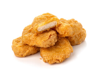 Fried chicken nuggets isolated on white background