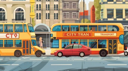 A visual guide to city transportation, including images and descriptions of various public and private vehicles. "CITY TRANSPORT"