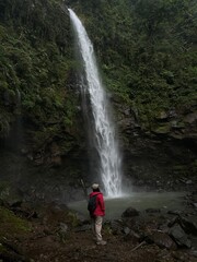 beautiful indonesia with drone waterfall