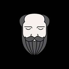 teacher professor old man head flat logo design vector