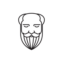 teacher professor old man head line logo design vector