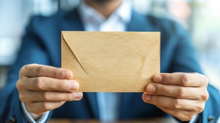 Handcuffed businessman grips envelope, indicating illicit dealings against tense backdrop