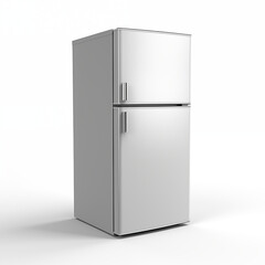 Compact Double Door Refrigerator With Minimalistic Design Isolated On White Background