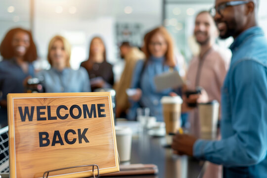 Office Welcome Back Celebration with Smiling Team
