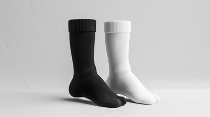 New pairs of socks displayed on a white background featuring blank labels for custom designs Isolated object in 3D rendering