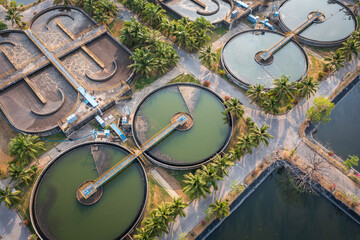 Aerial view of Water treatment plant.