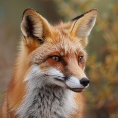 Fototapeta premium A fox is staring at the camera with its eyes open