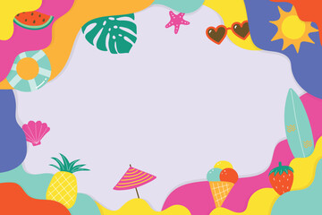 Naklejka premium Creative summer background. Concept with vacation elements. Vector illustration