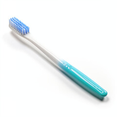 Single White Toothbrush With Blue Bristles On A White Background
