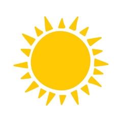 Cute cartoon sun icon. Hand drawn summer elements. Vector illustration