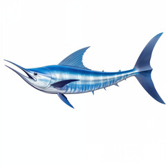 Fototapeta premium Digital Artwork Of Blue Marlin Fish With Pointed Bill On White Background