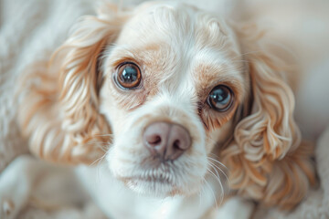 A close-up photo of a dog's head taken in the studio