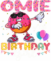 Naklejka premium A donut wearing sunglasses dabbing with the text 