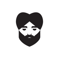 cool man head men beard classic style logo design flat vector