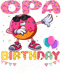 Naklejka premium A donut with sunglasses and a happy face, dabbing with the text 