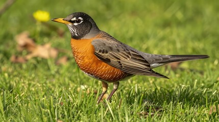 robin on the grass