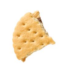 Piece of tasty sandwich cookie isolated on white