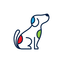 a pet dog friendship line logo design vector