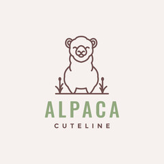 cute alpaca cartoon simple logo design vector
