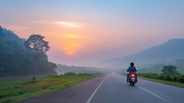 Dawn ride with a guard ensuring safety for youngsters, Ride, Dawn, Guard